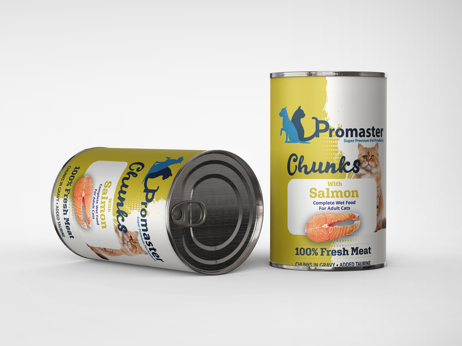 CAT WITH SALMON CHUNK IN GRAVY